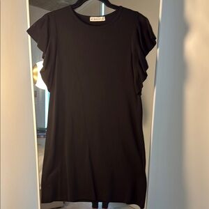 ZARA SML Knit Black Ruffle Sleeve Top EUC